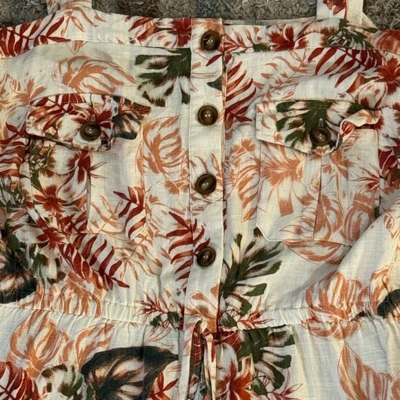 GUESS Tropical Leaves Sleeveless Cargo Romper XL - Picture 2 of 6